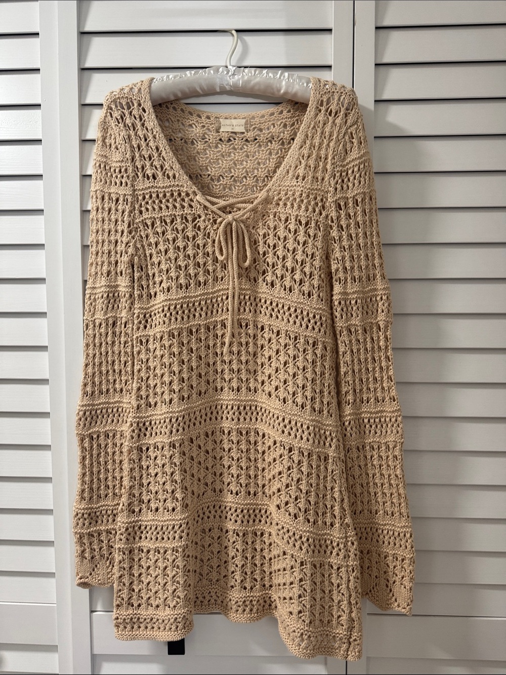 Altar'd State Beige Crochet Swim Coverup
